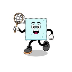 Cartoon of sugar cube catching a butterfly