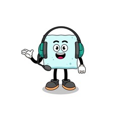 Mascot Illustration of sugar cube as a customer services