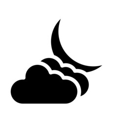 Cloudy Night Vector Icon Design Illustration