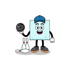 Mascot of sugar cube as a bowling player