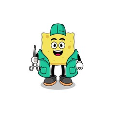 Illustration of sponge mascot as a surgeon