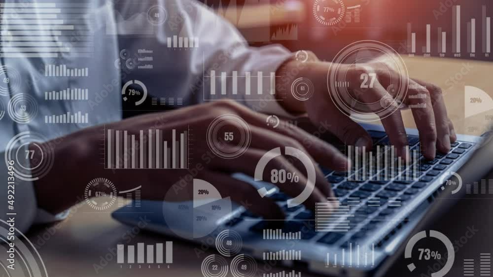 Poster conceptual business dashboard for financial data analysis . 3d render computer graphic .