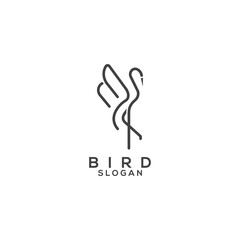 Flaminggo bird logo icon design template. Elegant, luxury, premium vector