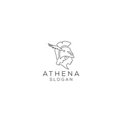 Athens greek goddess line art logo icon design template. Elegant, luxury, premium vector - obrazy, fototapety, plakaty