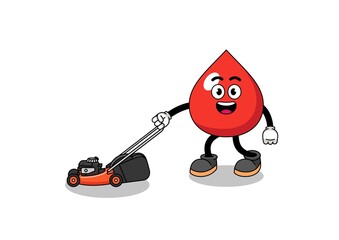 blood illustration cartoon holding lawn mower