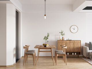 Interior Dining Room Wall Mockup - 3d Rendering, 3d Illustration 