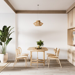 Interior Dining Room Wall Mockup - 3d Rendering, 3d Illustration 