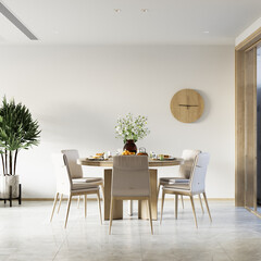 Interior Dining Room Wall Mockup - 3d Rendering, 3d Illustration 