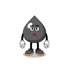 oil cartoon illustration with sad face