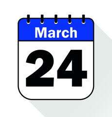 March day 24 blue - Calendar Icon - Vector Illustration