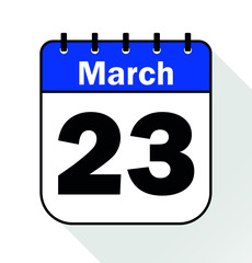 March day 23 blue - Calendar Icon - Vector Illustration