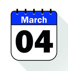 March day 4 blue - Calendar Icon - Vector Illustration