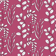 Vector seamless half-drop pattern, with leaves 