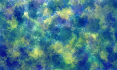 Abstract watercolor background in blue and yellow tones texture of clouds