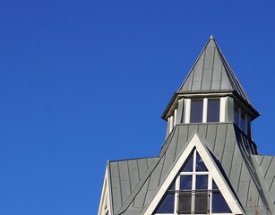 steeple against blue sky