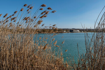 A glimpse of the Braccini lakes of Pontedera, Pisa, Italy, on a sunny day