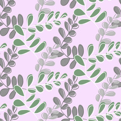 Vector seamless half-drop pattern, with leaves 