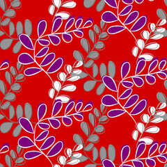 Vector seamless half-drop pattern, with leaves 
