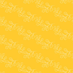 Vector seamless half-drop pattern, with leaves 