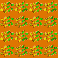 Vector seamless half-drop pattern, with leaves 