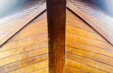 Front of an old wooden ship, front view.