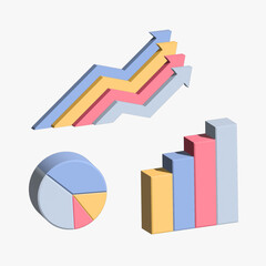 Data analysis concept banner. Growing graphic with rising arrow. Vector illustration.