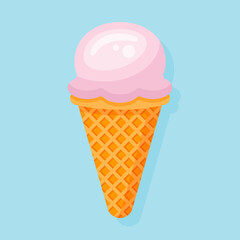 Ice cream cone in flat style.