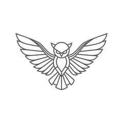 line art owl logo icon vector illustration