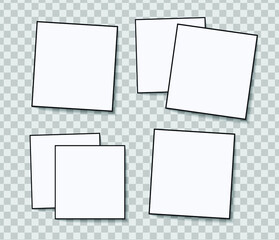 Set of vector Photo frame mockup design on sticky tape isolated on transparent background 