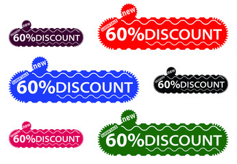 60 percent off new offer logo and icon design template