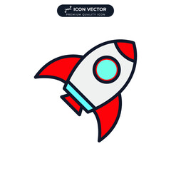 rocket astronautics icon symbol template for graphic and web design collection logo vector illustration