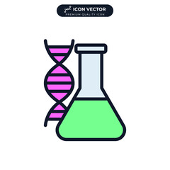 test tube and dna biochemistry icon symbol template for graphic and web design collection logo vector illustration