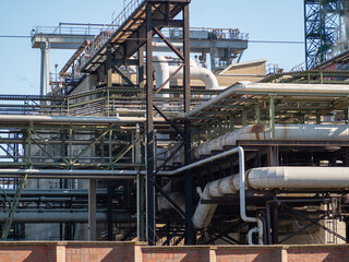 Industrial Zone. Thermal power station. Close up.