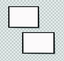 Set of vector Photo frame mockup design on sticky tape isolated on transparent background 