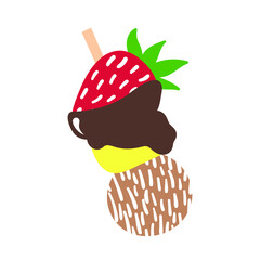 Canape with strawberry in chocolate vector illustration 