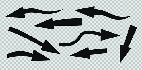 Set of vector isolated arrows on white background