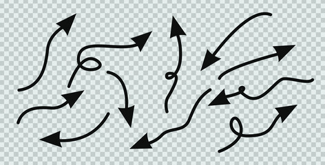 Set of vector isolated arrows on white background