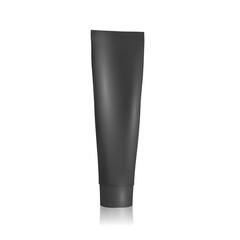Black cream tube mockup on white background. Tube packaging mock up. Vector illustration.