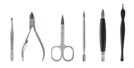Manicure set. Manicure tools on a white background.