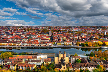 view over the city of w rzburg, bavaria, germany