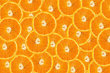 abstract background of ripe oranges cut into slices