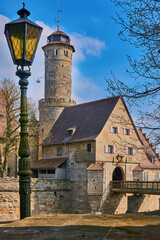 Yard view on the Altenburg Castle, that sits on the tallest of the seven hills of Bamberg, southern Germany