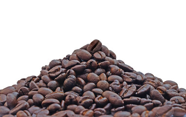 Pile of Coffee Beans isolated on white background