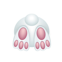 Spring bunny bottom view, cute legs and tail, 3d baby rabbit cute back and funny foot
