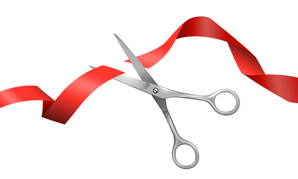 Scissors Cut Red Ribbon Isolated Stock Photo - Download Image Now - Ribbon  Cutting, Opening Ceremony, Ribbon - Sewing Item - iStock