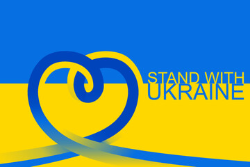 Ukraine Flag with Heart Background. Ukraine Flag Background with Campaign STAND WITH UKRAINE