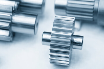 Close-up scene of transmission pinion gear parts .