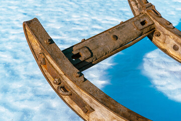 Fototapeta premium detail of old timber sled for horses