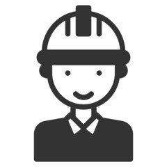 Vector engineer solid icon, people and engineering artboard 64x64 pixel, isolated white background