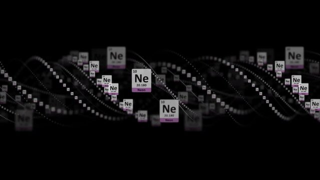 NEON Molecule Symbol, Chemistry Periodic Table, Animation, Background, Rendering, Loop
